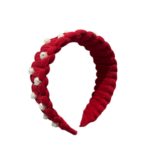 cintillo rojo con perlas