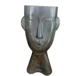Florero de cristal con rostro negro