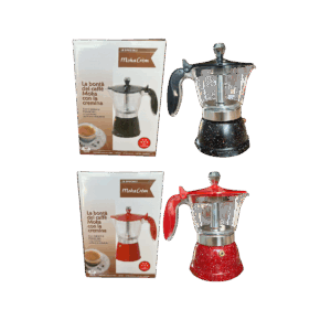 GRECA 3 TAZAS JO-164-3 NEGRO Y ROJO 36/1